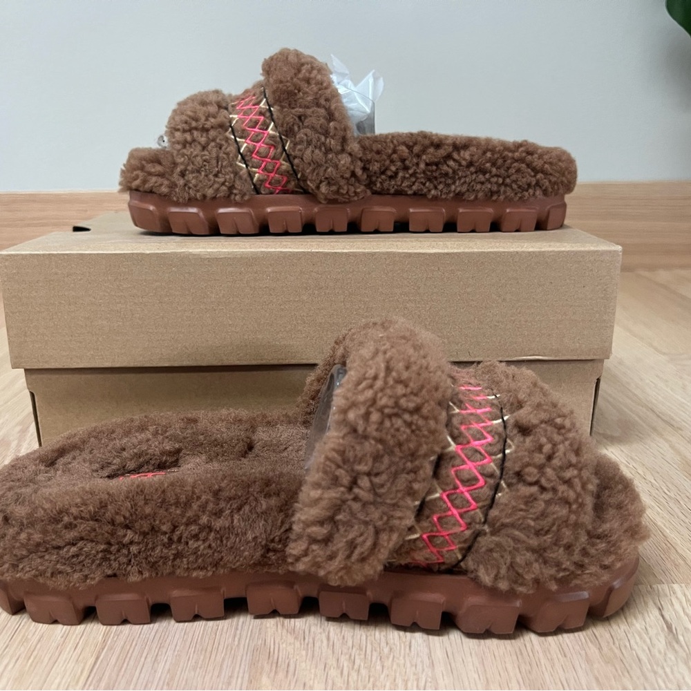 UGG Brown Fluffy Slippers